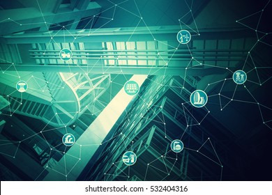 Duo Tone Graphic Of Smart Renewable Energy, City And Internet Of Things, Environment Concept Image, Smart Grid, Abstract Background Visual