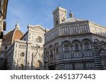 Duomo Square, Florence, Italy: Baptistry with Florence Cathedral and Giotto