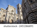 Duomo Square, Florence, Italy: Baptistry with Florence Cathedral and Giotto