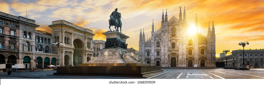 Duomo at sunrise, Milan, Europe. - Shutterstock ID 1068359039