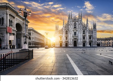 Duomo At Sunrise, Milan, Europe.