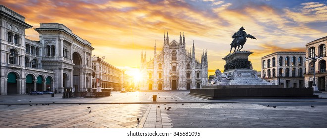 Duomo at sunrise, Milan, Europe.