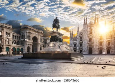 Duomo At Sunrise, Milan, Europe.