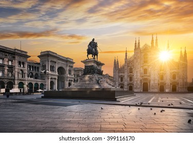 Duomo At Sunrise, Milan, Europe.