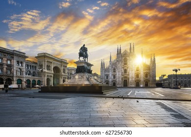 Duomo At Sunrise, Milan, Europe.