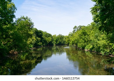 The DuPage River In Naperville Illinois During Summer	