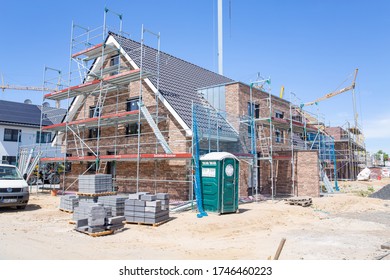 Duplex house under construction in a new settlement in Münster, Germany, 05-28-2020