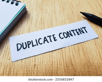 Duplicate content writting on table background.