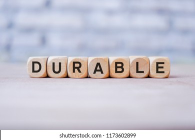 Durable Word Written On Wood Block