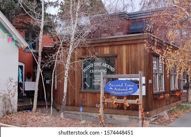 Durango, Colorado / USA - November 28 2019: Second Time Around Consignment Boutique 1163 East 2nd Ave Main Entrance Street View