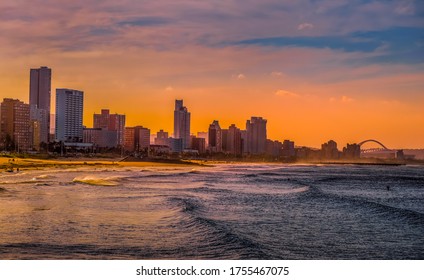Durban golden mile beach with white sand and skyline KZN South Africa - Shutterstock ID 1755467075
