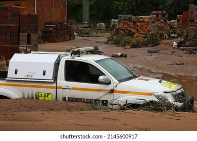 Durban, KwaZulu Natal - 04 13 2022: Vehicle caught in flash floods