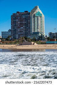 Durban, Kwazulu Natal, South Africa - May 30 2022:  The Palace hotel on the main beach in Durban, South Africa.  Right on the beach and a holiday destination of choice.