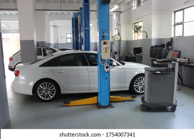 Durban, KZN, South Africa, June 10 2020: Audi Cars In Service Garage 