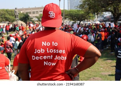 Durban, South Africa - 08 24 2022: Cosatu Members March Through Durban City