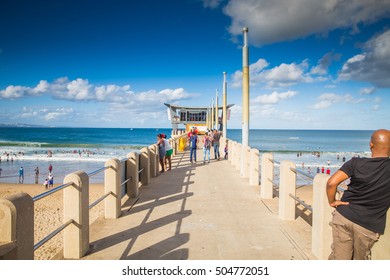 Durban  - South Africa, 17 JANUARY 2015: People Enjoy The Beach Of Durban