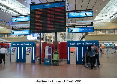 Durban, South Africa - November 23, 2017: Check In At King Shaka International Airport.