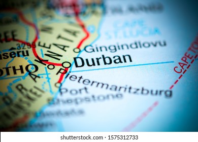 Durban, South Africa. Africa on a map
