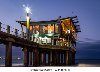 Durban,KZN,South Africa ,06/16/2018 Nightscape Beach Pier Restuarant