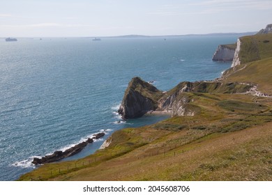 Durdle Door, Dorset, UK 08 17 2021, Views Of Durdle Door And ST Oswald's Bay Beach In Dorset On A Summer Day In The UK