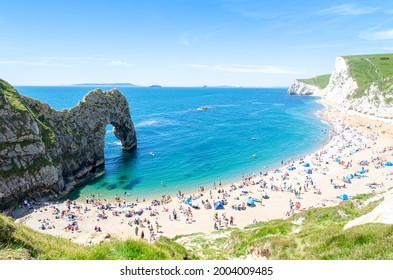 Durdle Door On The Jurassic Coast In Summer, Dorset, England