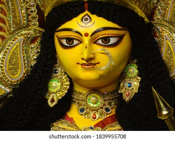 Illustration Goddess Durga Face Happy Durga Stock Vector (Royalty Free ...