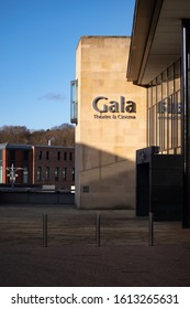 Durham, County Durham / England - 01/12/2020: Durham city Gala theatre with winter sunlight 