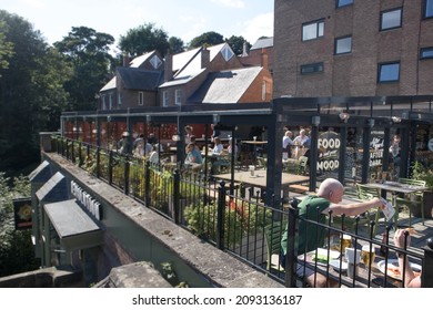 Durham, Great Britain - September 17th, 2021 : People Sitting On Outside Dining Terrace Of Gastro Pub Relaxing