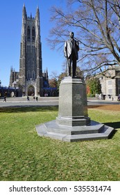 DURHAM, NC -2 DEC 2016- Status Of American Tobacco Industrialist James Buchanan Duke On The Campus Of Duke University In Durham, North Carolina.