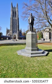 DURHAM, NC -2 DEC 2016- Status Of American Tobacco Industrialist James Buchanan Duke On The Campus Of Duke University In Durham, North Carolina.