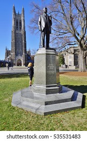 DURHAM, NC -2 DEC 2016- Status Of American Tobacco Industrialist James Buchanan Duke On The Campus Of Duke University In Durham, North Carolina.