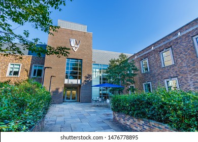 DURHAM, NC, USA - AUGUST 8: Law School Building On August 8, 2019 At Duke University In Durham, North Carolina.