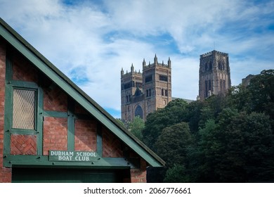 Durham.UK, 7 October 2021.View Of Duram Cathedral From The Durham School Boat House Builing Alonside The River Wear.