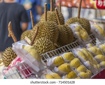 Durian Fruit On Street Food Of Yaowarat, Bangkok, Thailand