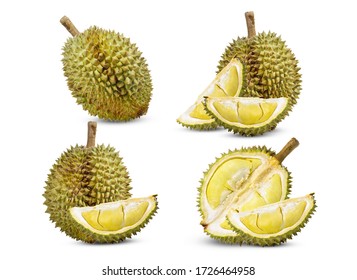 Durian Isolated On White Background.