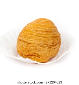 Durian Puff On White Background. Macro. Shallow Dof. Selective Soft Focus.