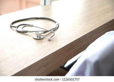 During The Break From Hard Work, The Health Care; Doctor And Nurse, Leaving The Uniform And Stethoscope For A Rest.