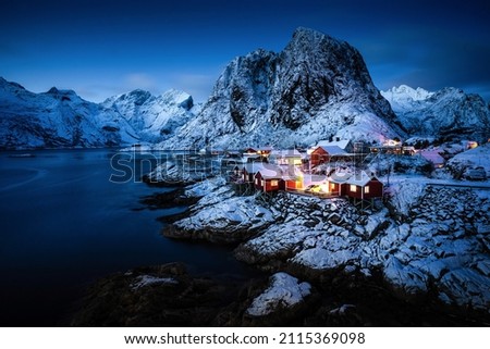 Hamnøy during polar night in Norway