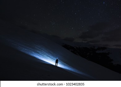 During the winter nights the night sky is more clearer than during the summer. That might be because the cold air is cleaner that the hot one. And in the mountains, the sky is a true wonder to watch. Stock Photo
