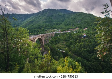 Durmitor,Montenegro, Tara Bridge, Blonde Woman Zip Line, Adrenaline Rush, Across River Canyon