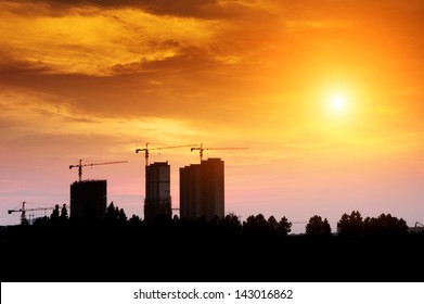 Dusk Of The Building Construction Site