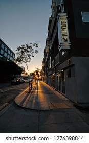 Dusk In Downtown Long Beach In California.