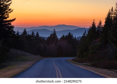 Dusk falls over the Blue Ridge Mountains along the Blue River Parkway in North Carolina - Shutterstock ID 2148290275