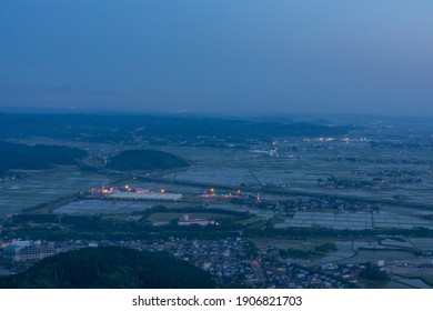 Dusk From Moriyama To Hachirogata In Spring Haze