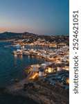 Dusk on luxury greek island Mykonos, Cyclades, Greece