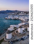 Dusk on luxury greek island Mykonos, Cyclades, Greece