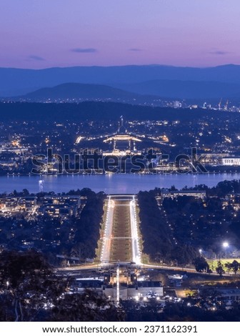 Dusk over Canberra, Australia from Mount Ainslie Lookout