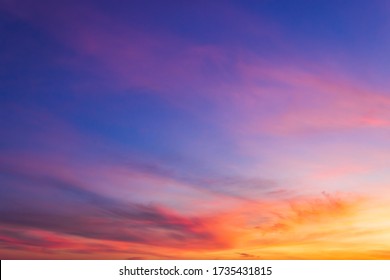 Dusk Sky in the Evening,Amazing Dramatic and Wonderful Cloud on Twilight,Majestic Dark Blue Sky Nature Background,Colorful Cloud on Sunset,Idyllic Dusk peaceful sunlight on nightfall.