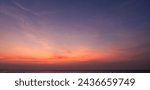 Dusk Sky, Sunset over sea after sundown with Pink, Red, Orange, Purple sunlight, Twilight horizon sea sky landscape background