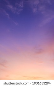 Dusk Vertical,Sunset Sky Twilight in the Evening with colorful Sunlight and Dark blue purple Sky, Majestic summer nice sky background.